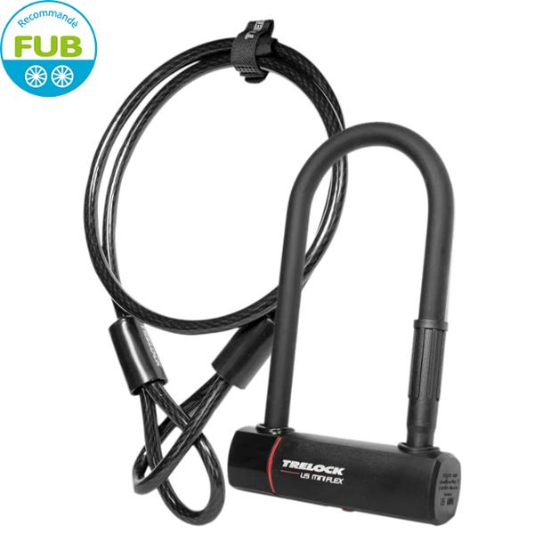 Antivol vélo u 83 x 178mm trelock u5 mini flex avec cable