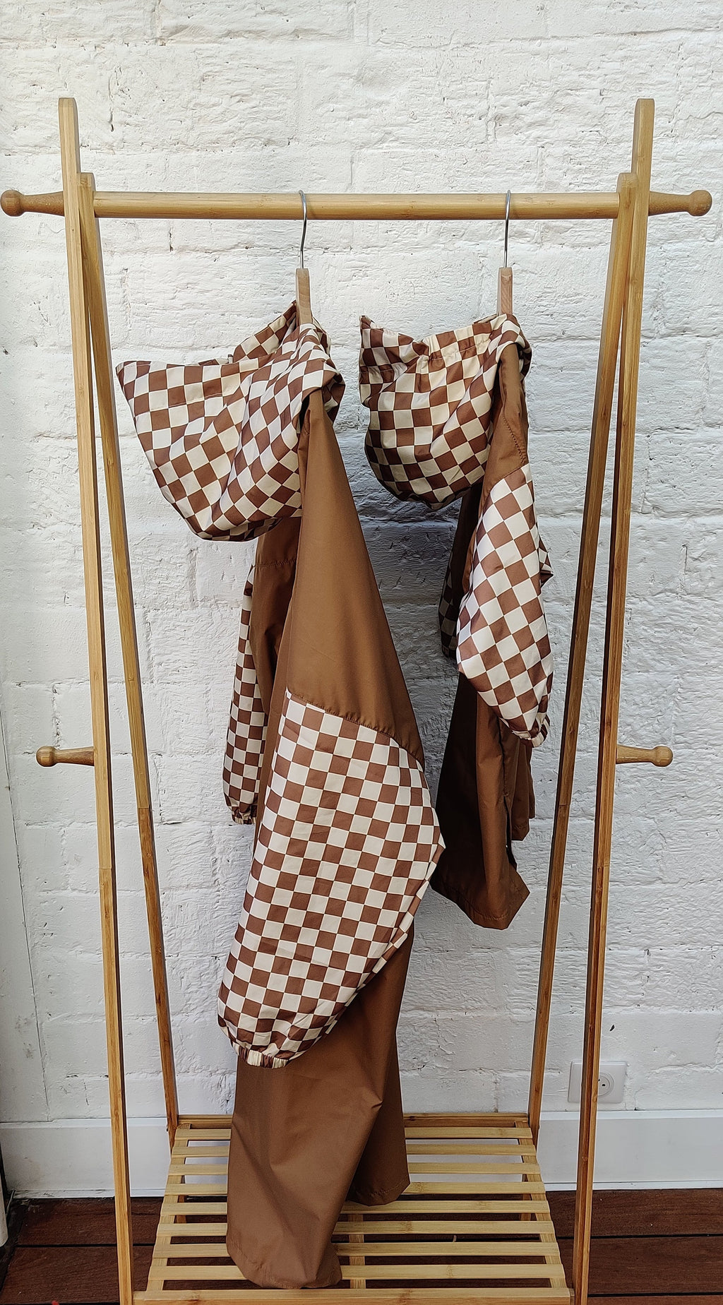 Poncho Damiers marron Kids