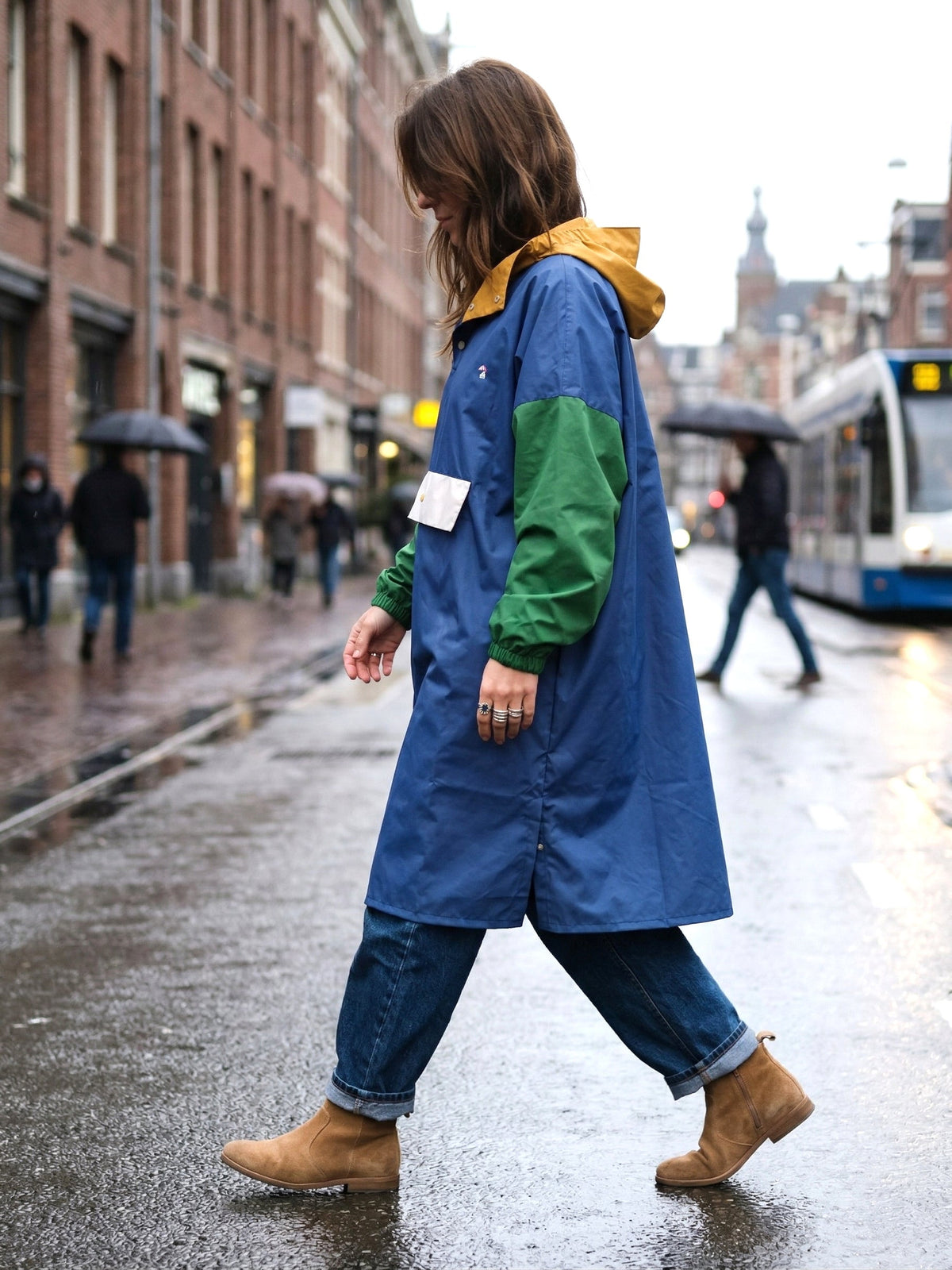 Poncho vélo long Ash blue adulte