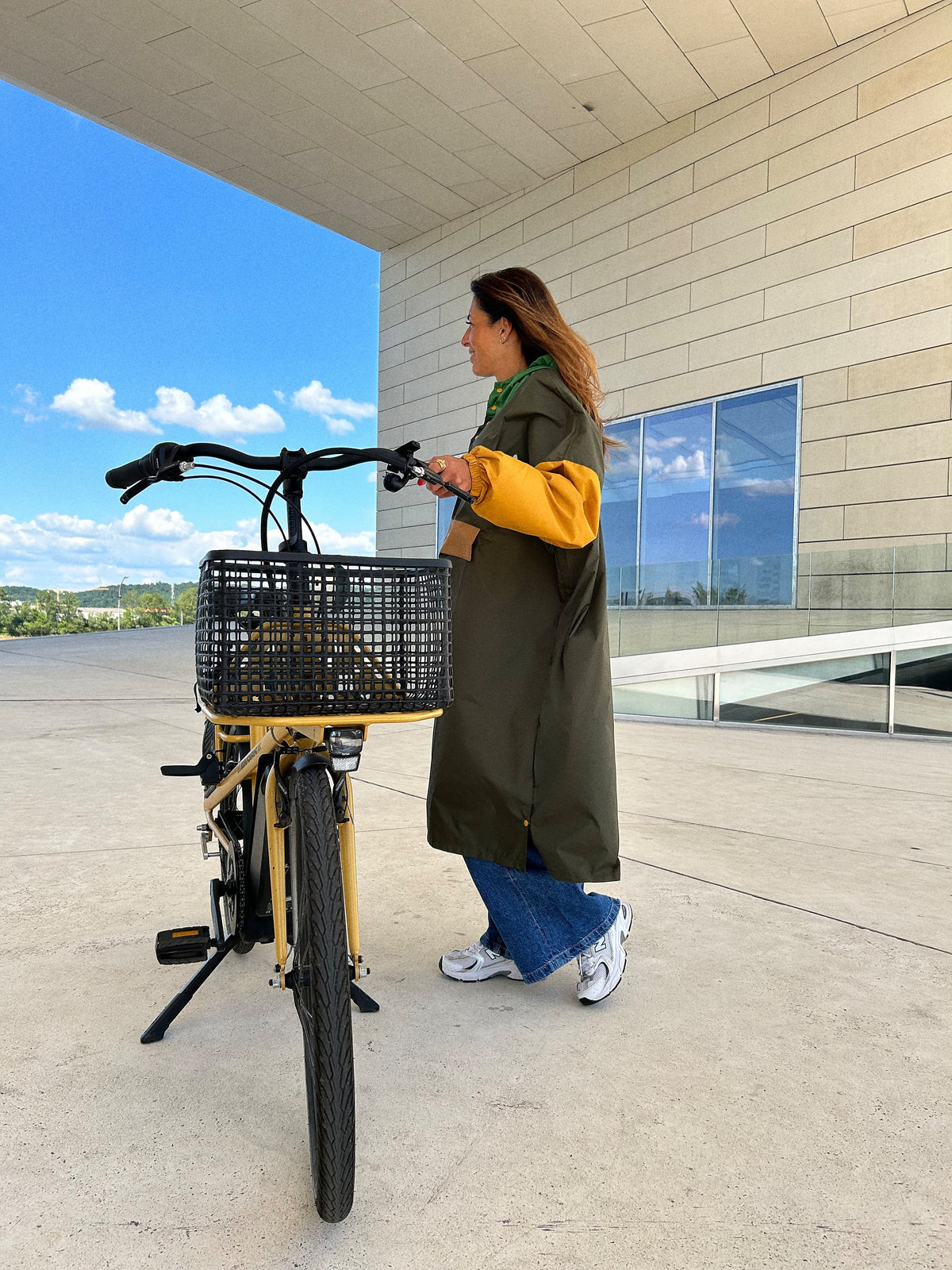 Poncho vélo long Kaki adulte