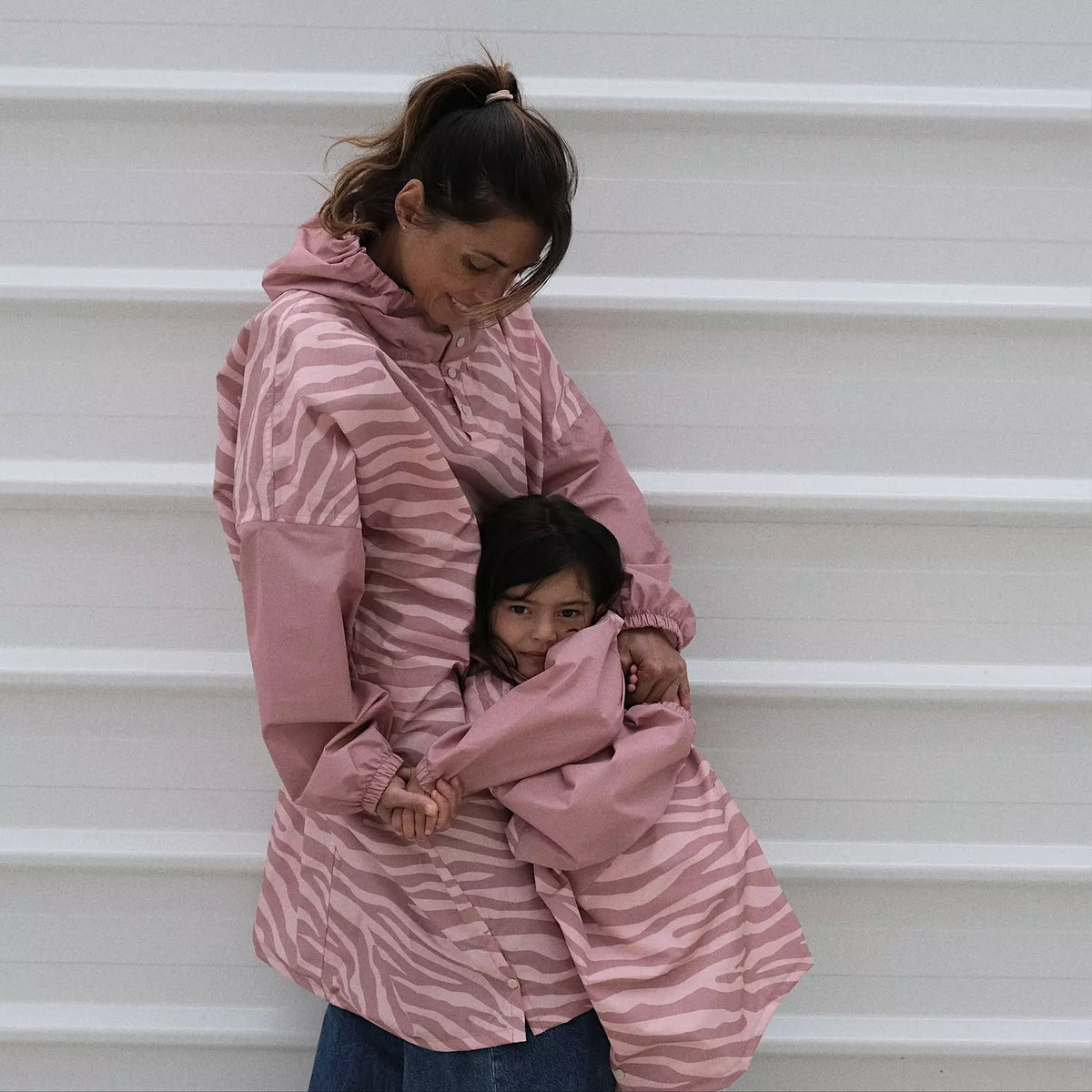 Poncho long zebra rose
