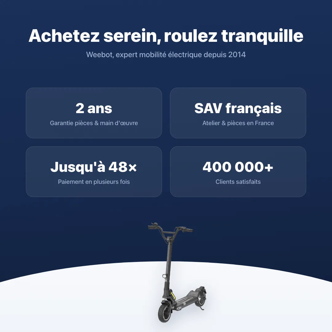 Trottinette Électrique Dualtron Togo — garantie, livraison rapide et SAV Weebot, expert mobilité électrique depuis 2014.