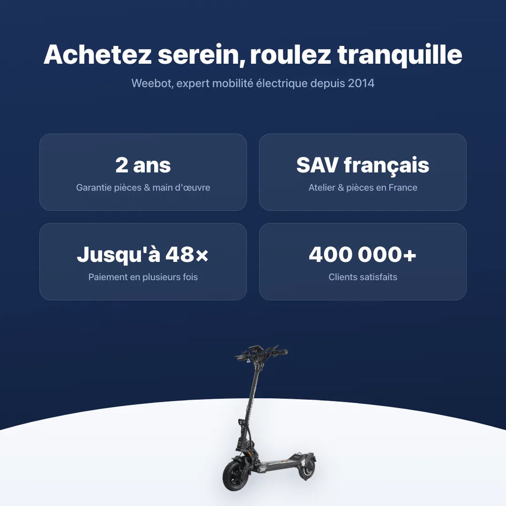Trottinette Électrique Dualtron Togo Max — garantie, livraison rapide et SAV Weebot, expert mobilité électrique depuis 2014.