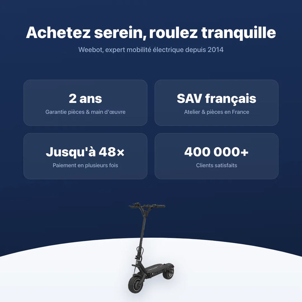 Trottinette Électrique Dualtron Victor — garantie, livraison rapide et SAV Weebot, expert mobilité électrique depuis 2014.