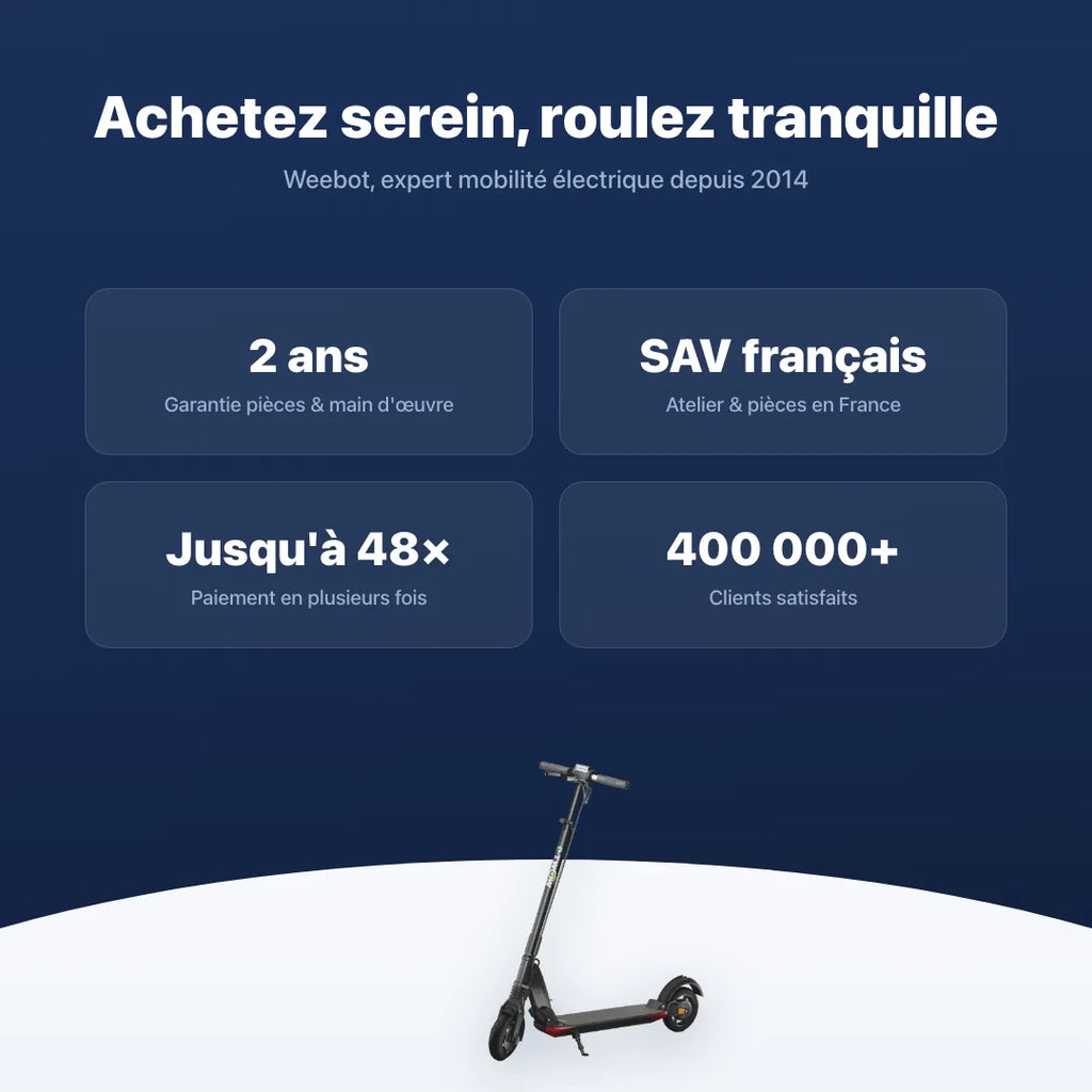 Trottinette Électrique Etwow GTS — garantie, livraison rapide et SAV Weebot, expert mobilité électrique depuis 2014.