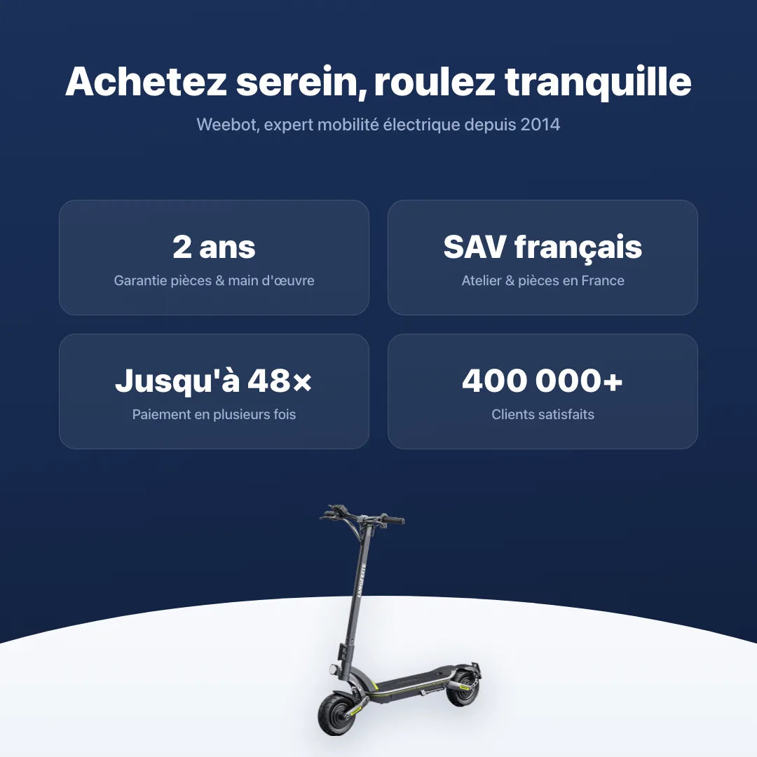 Trottinette Électrique Langfeite Coupé — garantie, livraison rapide et SAV Weebot, expert mobilité électrique depuis 2014.