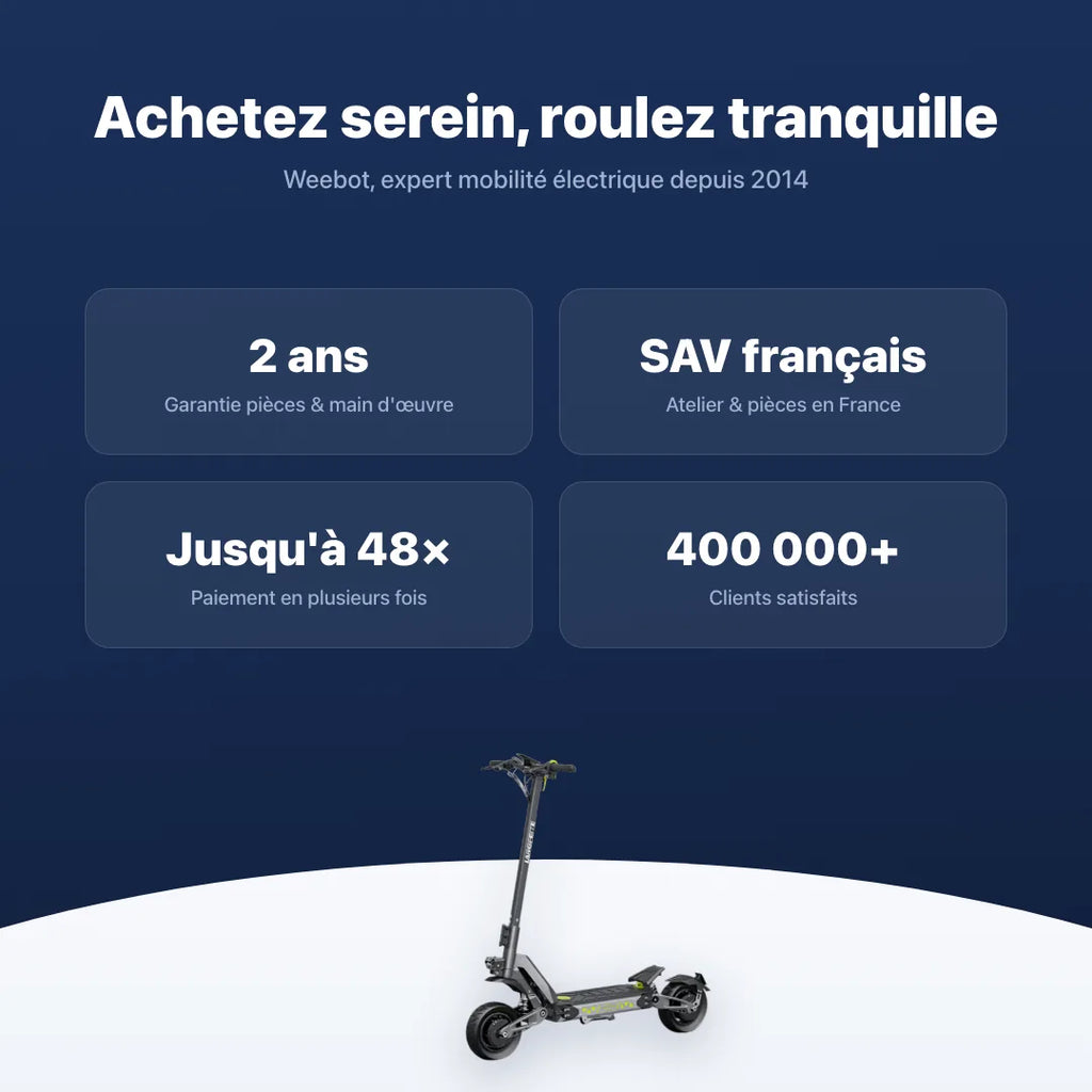 Trottinette Électrique Langfeite GT2 Mini — garantie, livraison rapide et SAV Weebot, expert mobilité électrique depuis 2014.