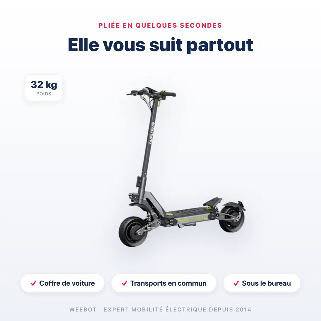 Trottinette Électrique Langfeite GT2 Mini — compact et transportable, 32 kg. Trottinette électrique Langfeite, Weebot.