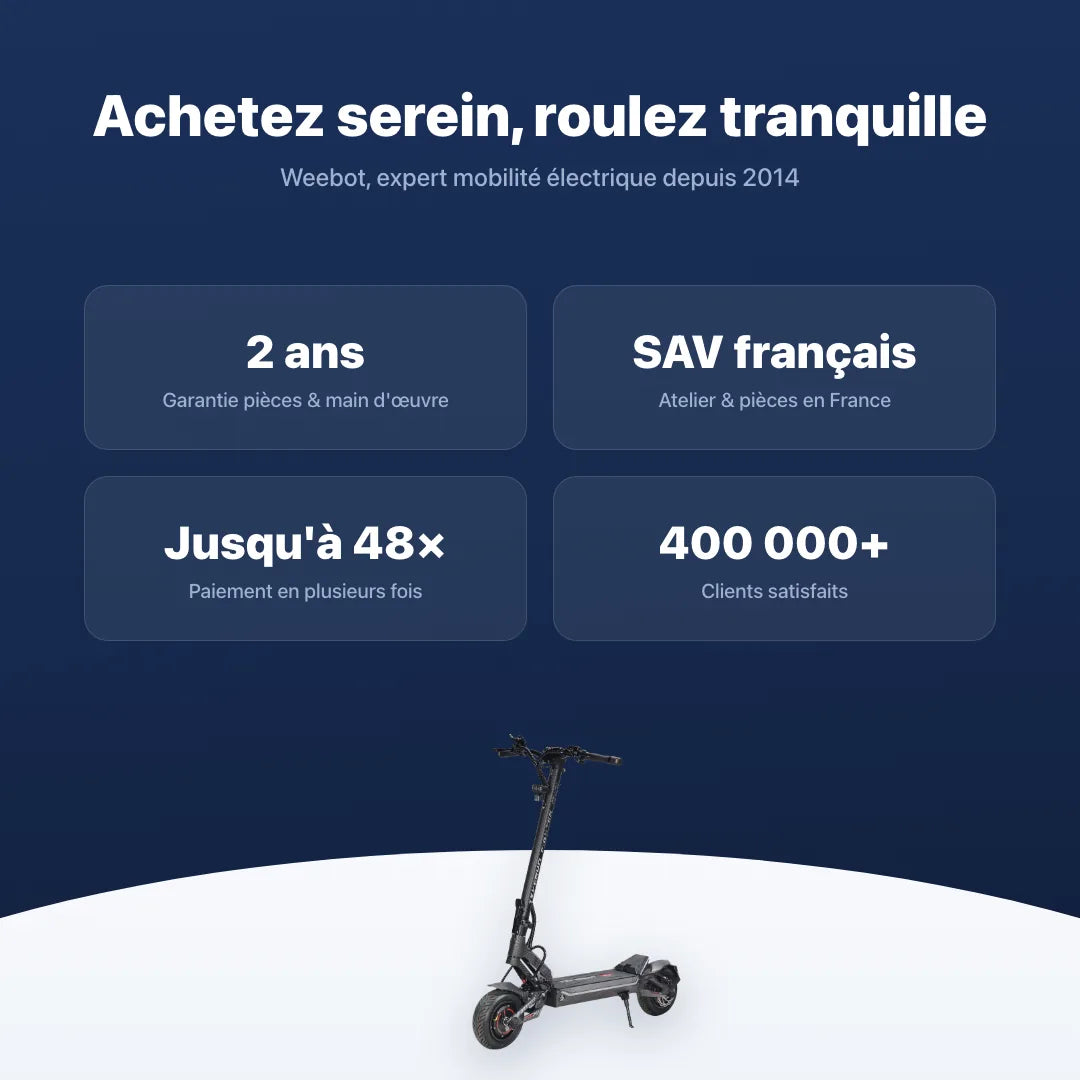Trottinette Électrique Teverun Fighter Mini Pro V6 2026 — garantie, livraison rapide et SAV Weebot, expert mobilité électrique depuis 2014.