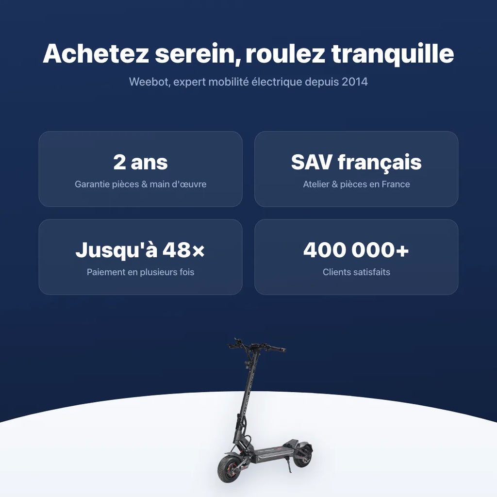 Trottinette Électrique Teverun Fighter Mini Pro V6 2026 — garantie, livraison rapide et SAV Weebot, expert mobilité électrique depuis 2014.