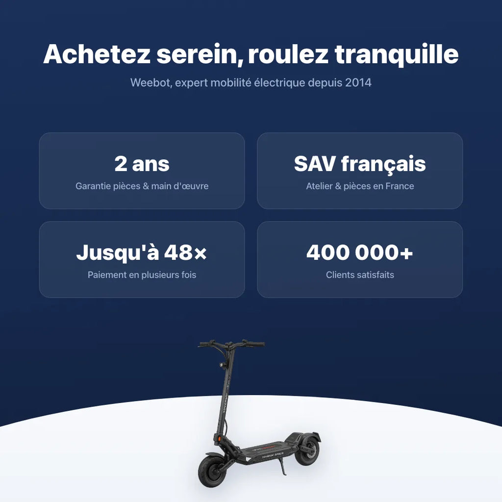 Trottinette Électrique Teverun Space — garantie, livraison rapide et SAV Weebot, expert mobilité électrique depuis 2014.