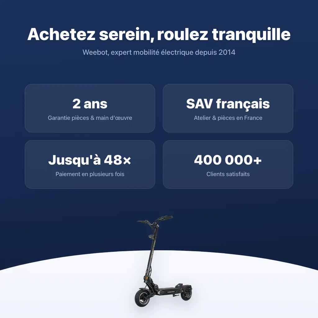 Trottinette Électrique Teverun Space Lite — garantie, livraison rapide et SAV Weebot, expert mobilité électrique depuis 2014.
